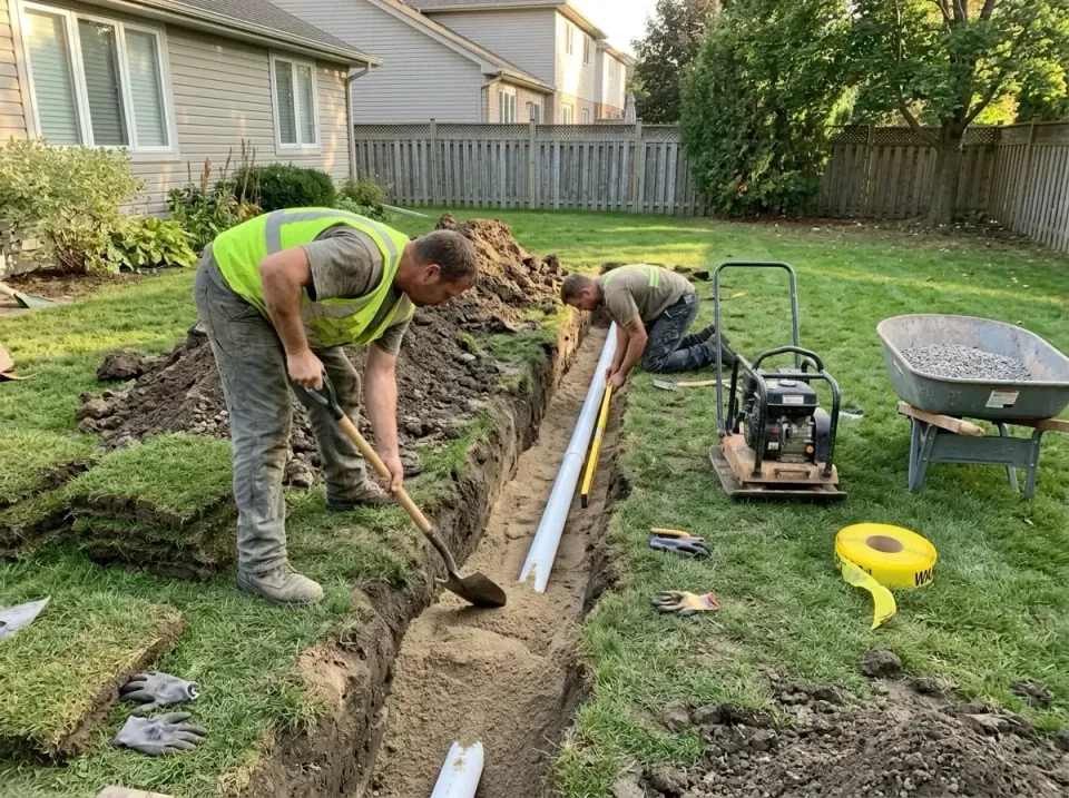 Construction Crew — Residential Backyard